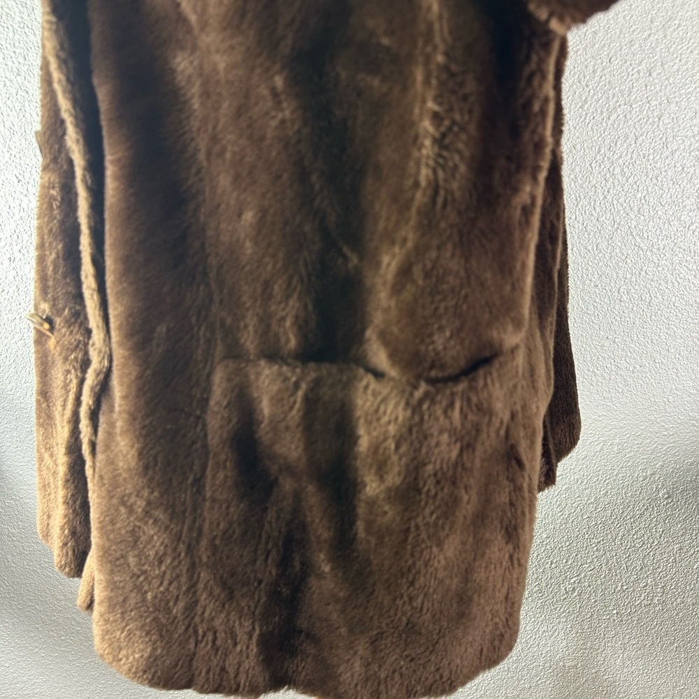 Sears Fashion Vintage Faux Fur Coat Brown Jacket - Picture 5 of 8